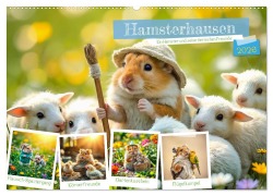 Cover-Bild zum Titel 'Hamsterhausen - Ein Hamster und seine tierischen Freunde (Wandkalender 2026 DIN A2 quer), CALVENDO Monatskalender' von 'Fred Schimak'