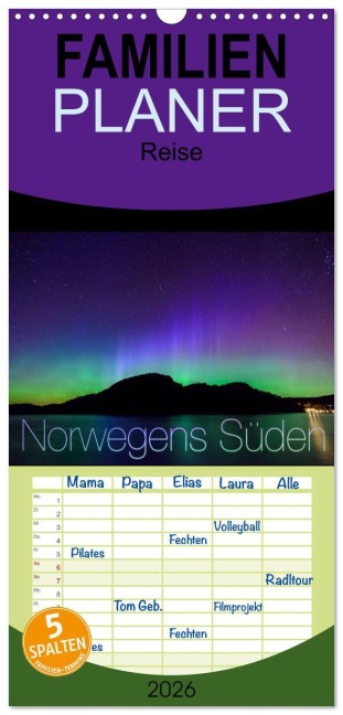 Familienplaner 2026 - Norwegens Süden mit 5 Spalten (Wandkalender, 21 x 45 cm) CALVENDO - Ar Pictures