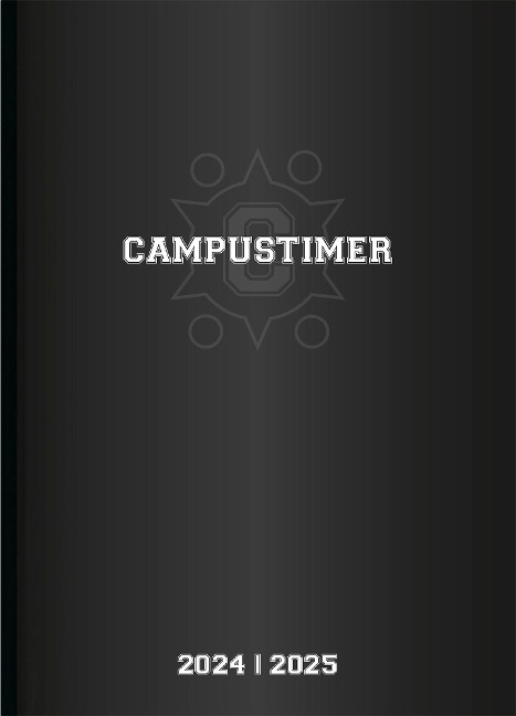 Campustimer Black - A6 Semester-Planer - Studenten-Kalender 2024/2025 - Notiz-Buch - schwarz - Weekly - Alpha Edition - 