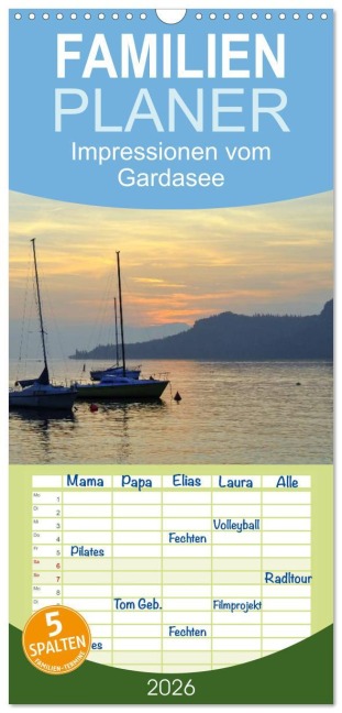 Familienplaner 2026 - Impressionen vom Gardasee mit 5 Spalten (Wandkalender, 21 x 45 cm) CALVENDO - Gugigei Gugigei