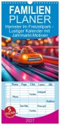 Cover-Bild zum Titel 'Familienplaner 2027 - Hamster im Freizeitpark - Lustiger Kalender mit Jahrmarkt-Motiven mit 5 Spalten (Wandkalender, 21 x 45 cm) CALVENDO' von 'Mb Fotografie'