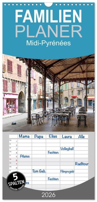 Familienplaner 2026 - Midi-Pyrénées mit 5 Spalten (Wandkalender, 21 x 45 cm) CALVENDO - Bodo Schmidt