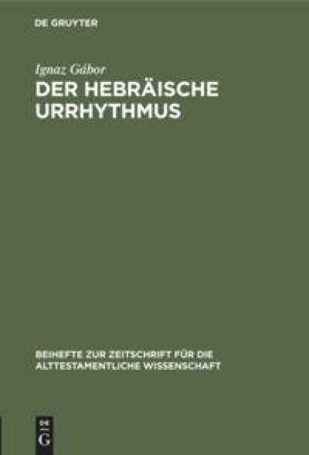 Der hebräische Urrhythmus - Ignaz Gábor