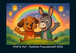 Cover-Bild zum Titel 'Wuff & Huf - Festliche Freundschaft 2026 Fotokalender DIN A4' von 'Kevin Heber, Tobias Schmitt'