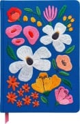 Cover-Bild zum Titel 'Bunte Blumengrüße Notizbuch, bestickt, A5, 240 Seiten, royalblau' von ''