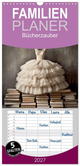 Familienplaner 2027 - Bücherzauber mit 5 Spalten (Wandkalender, 21 x 45 cm) CALVENDO - Cathrin Illgen