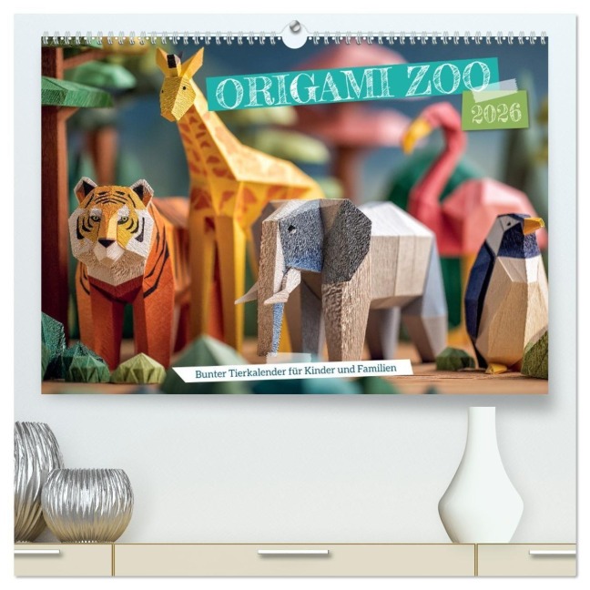 Origami Zoo - Bunter Tierkalender für Kinder und Familien (hochwertiger Premium Wandkalender 2026 DIN A2 quer), Kunstdruck in Hochglanz - Mb Fotografie