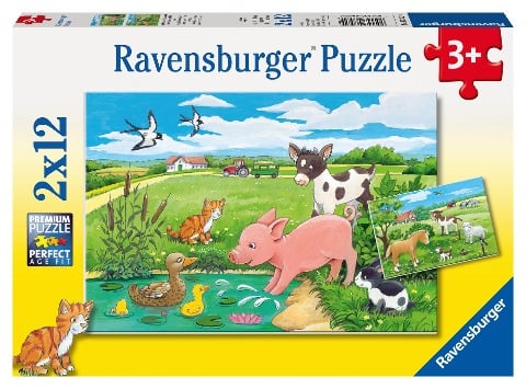 Tierkinder auf dem Land. Puzzle 2 x 12 Teile - 