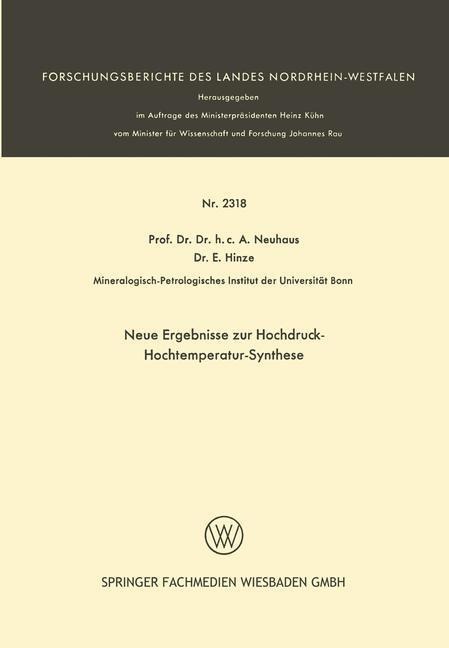 Neue Ergebnisse zur Hochdruck-Hochtemperatur-Synthese - A. Neuhaus, E. Hinze