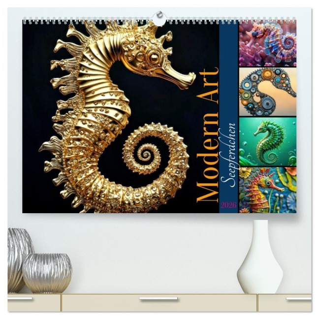 Seepferdchen - Modern Art (hochwertiger Premium Wandkalender 2026 DIN A2 quer), Kunstdruck in Hochglanz - Susan Michel
