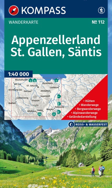 KOMPASS Wanderkarte 112 Appenzellerland, St. Gallen, Säntis 1:40.000 - 