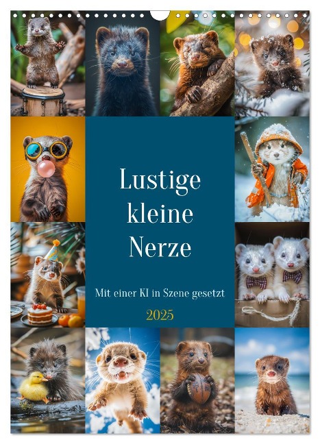Lustige kleine Nerze (Wandkalender 2025 DIN A3 hoch), CALVENDO Monatskalender - Steffen Gierok-Latniak