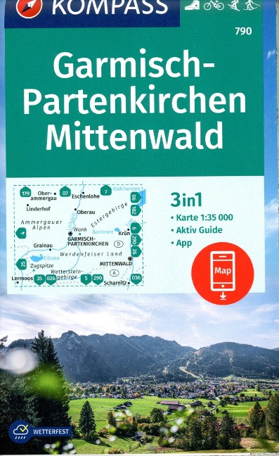 KOMPASS Wanderkarte 790 Garmisch-Partenkirchen, Mittenwald 1:35.000 - 