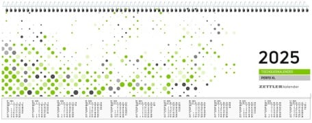 Tischquer-Kalender 2025 36,2x13,6 - 1W/2S grün/weißes Papier - verlängerte Rückwand - grün - Bürokalender 36,2x13,6 - 1 Woche 2 Seiten - Stundeneinteilung 7-20 Uhr - 137-0013-1 - 