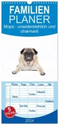 Cover-Bild zum Titel 'Familienplaner 2027 - Mops - unwiderstehlich und charmant mit 5 Spalten (Wandkalender, 21 x 45 cm) CALVENDO' von 'Fotodesign Verena Scholze'