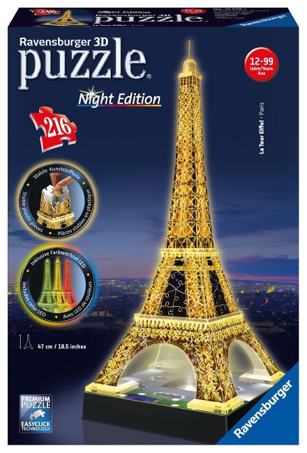 Eiffelturm bei Nacht. 3D-Puzzle 216 Teile - 