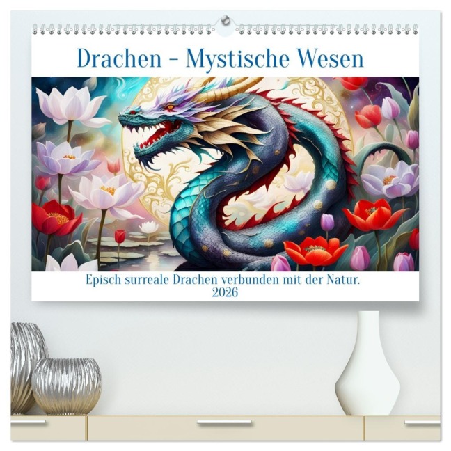 Drachen - Mystische Wesen (hochwertiger Premium Wandkalender 2026 DIN A2 quer), Kunstdruck in Hochglanz - Dusanka Djeric