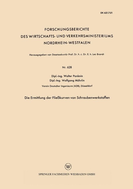 Die Ermittlung der Fließkurven von Schraubenwerkstoffen - Walter Panknin