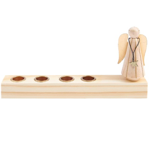 Adventskerzenhalter Engel Holz 27x4,5x13cm, für 21mm Kerzen, FSC 100% - 