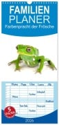 Cover-Bild zum Titel 'Familienplaner 2026 - Farbenpracht der Frösche mit 5 Spalten (Wandkalender, 21 x 45 cm) CALVENDO' von 'Benny Trapp'