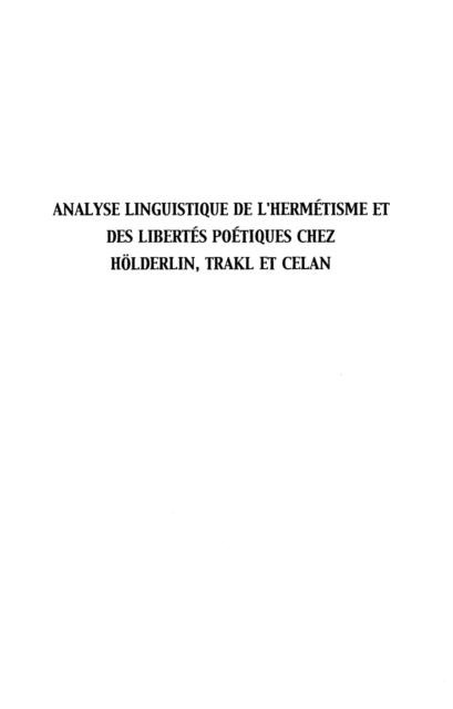 Analyse linguistique hermetisme libertes - Fois-Kaschel Gabriele