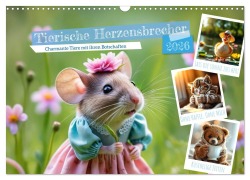 Cover-Bild zum Titel 'Tierische Herzensbrecher - Charmante Tiere mit ihren Botschaften (Wandkalender 2026 DIN A3 quer), CALVENDO Monatskalender' von 'Claudia Schimmack'