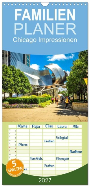 Familienplaner 2027 - Chicago Impressionen mit 5 Spalten (Wandkalender, 21 x 45 cm) CALVENDO - Dirk Meutzner